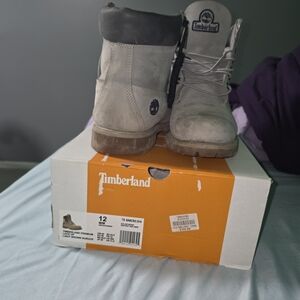 Timberland Light Gray Leather Boots